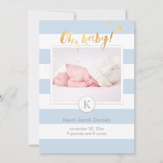 PixDezines Geburtsankündigung/DIYcolor-Streifen Ankündigung (Vorderseite)