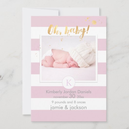 PixDezines Geburtsankündigung/DIYcolor-Streifen Ankündigung (Vorderseite)