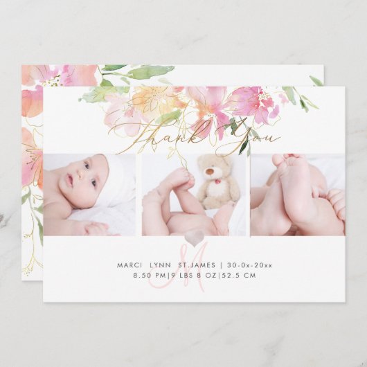 PixDezines Geburtsankündigung + Dusche Vielen Dank Einladung (Vorne/Hinten)