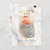 PixDezines Geburtsankündigung/Über dem Mond Ankündigungspostkarte (Vorne/Hinten)