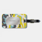 PixDezines Gelb+Blau Camouflage+Dogtag Gepäckanhänger (Rückseite horizontal)