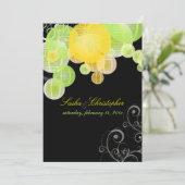 PixDezines Gelb+grüne Laternen Einladung (Stehend Vorderseite)