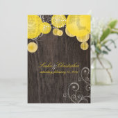 PixDezines-gelbe Laternen/Außenholzplatten Einladung (Stehend Vorderseite)