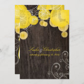 PixDezines-gelbe Laternen/Außenholzplatten Einladung (Vorne/Hinten)