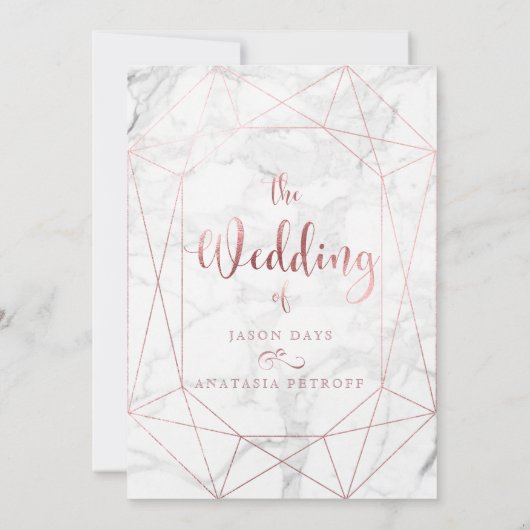 PixDezines Gemstone+Marmor/Imitat Rose Gold/Hochze Einladung (Rückseite)