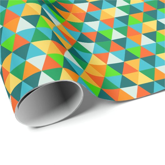 PixDezines geometrisch grün/orange/aquamarin Geschenkpapier (Rolleneckpunkt)