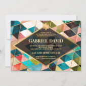 PixDezines Geometrische Dreiecke Bar Mitzvah Einladung (Rückseite)