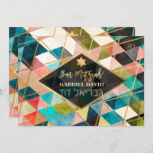 PixDezines Geometrische Dreiecke Bar Mitzvah Einladung (Vorne/Hinten)