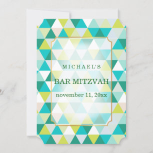 PixDezines geometrisches Muster Mitzvah/aquamarin Einladung