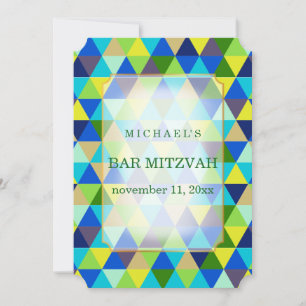 PixDezines geometrisches Muster Mitzvah/aquamarin Einladung