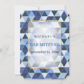 PixDezines geometrisches Muster Mitzvah/Blau Einladung (Vorderseite)