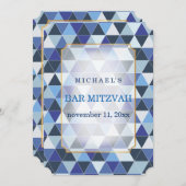 PixDezines geometrisches Muster Mitzvah/Blau Einladung (Vorne/Hinten)