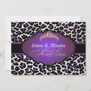 PixDezines Gepard+Tiara/Süße Sechzehn Einladung