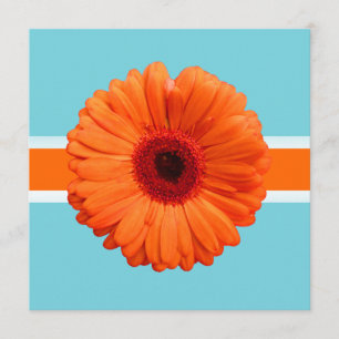 PixDezines Gerbera, orange/dunkle Hintergrundfarbe Einladung