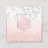 PixDezines Glam Imitate Glitzer, Rosa Farbe+Marmor Quadratische Visitenkarte (Vorderseite)