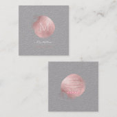 PixDezines Glam Monogram Black+Rose Gold Spot Quadratische Visitenkarte (Vorne/Hinten)