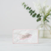 PixDezines Glam Pink+Silver | Blush+Marble Visitenkarte (Stehend Vorderseite)
