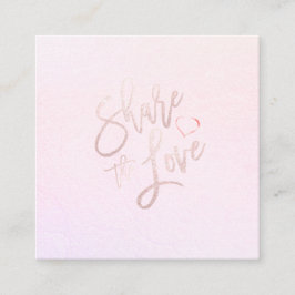 PixDezines Glam teilen die Liebe Blush Pink Herz Quadratische Visitenkarte