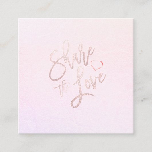 PixDezines Glam teilen die Liebe Blush Pink Herz Quadratische Visitenkarte (Vorderseite)