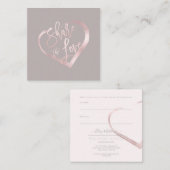 PixDezines Glam teilen die Liebe Blush Pink Herz Quadratische Visitenkarte (Vorne/Hinten)
