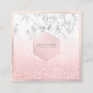 PixDezines Glamour Faux Glitter, Rosa Hauch + Marm Quadratische Visitenkarte