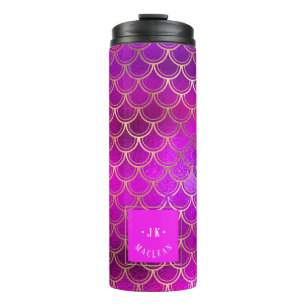 PixDezines Glitzer Meerjungenskala, lebhafte Fusch Thermosbecher