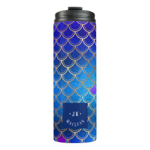 PixDezines Glitzer Mermaid Scales, Aquatic Blues Thermosbecher
