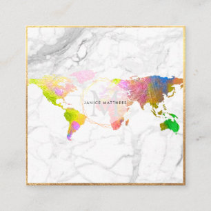 PixDezines GLOBALES MONOGRAMM/IMITAT GOLD Quadratische Visitenkarte