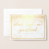 PixDezines Gold Confetti/Bitte unterzeichnen..Tafe Folienkarte (Vorderseite mit Umschlag)