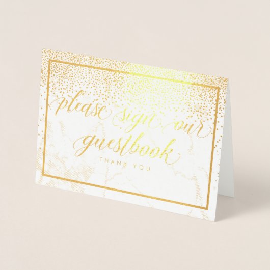 PixDezines Gold Confetti/Bitte unterzeichnen..Tafe Folienkarte (Vorderseite)