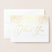 PixDezines Gold Confetti Danke, Kalligraphie Folienkarte (Vorderseite mit Umschlag)