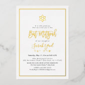 PixDezines Gold Modernes Script Bat Mitzvah Folieneinladung (Vorderseite)