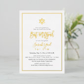 PixDezines Gold Modernes Script Bat Mitzvah Folieneinladung (Stehend vorne)