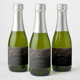 PixDezines Gold Prost Farbige Konfetti Schaumweinetikett