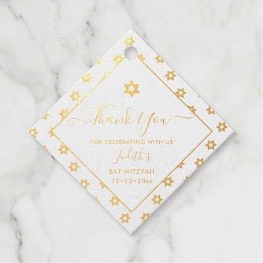 PixDezines Gold Star von David Pattern Bar Mitzvah Geschenkanhänger (Vorderseite)