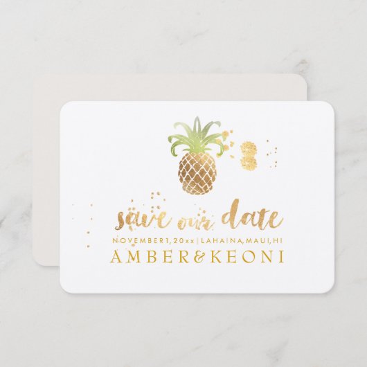 PixDezines Golden Pineaple/rett unser Datum Save The Date (Vorne/Hinten)