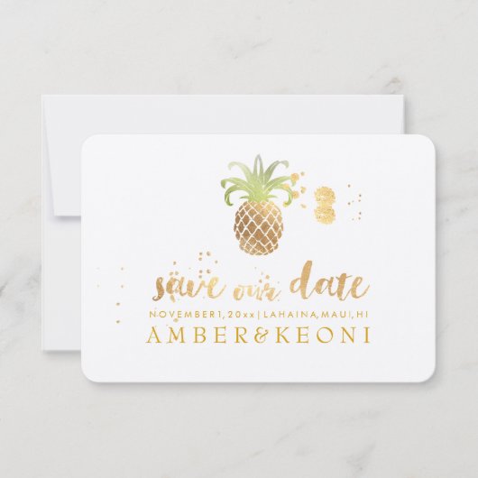 PixDezines Golden Pineaple/rett unser Datum Save The Date (Vorderseite)