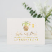 PixDezines Golden Pineaple/rett unser Datum Save The Date (Stehend Vorderseite)