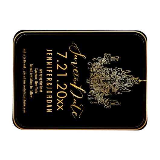 PixDezines goldener Kronleuchter/rett-Datum/DIY-Sc Magnet (Horizontal)