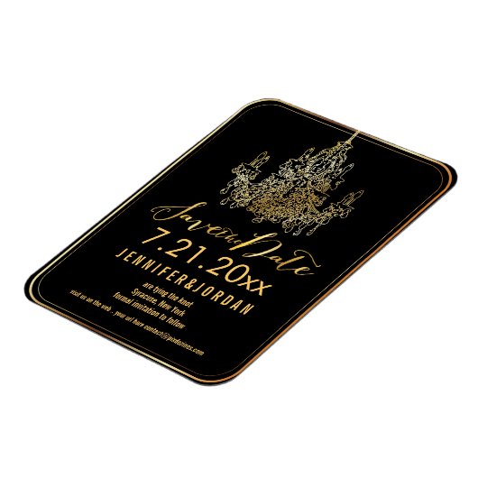 PixDezines goldener Kronleuchter/rett-Datum/DIY-Sc Magnet (Linke Seite)