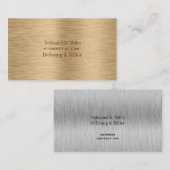 PixDezines goldfarbener Ton aus gebürstetem Stahl/ Visitenkarte (Vorne/Hinten)