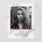 PixDezines Graduate Foto/Marmor+Rose Gold Ankündigungspostkarte (Vorderseite)