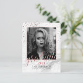 PixDezines Graduate Foto/Marmor+Rose Gold Ankündigungspostkarte (Stehend Vorderseite)