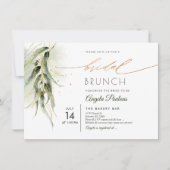 PixDezines Green Gold Eucalyptus Bridal Brunch Einladung (Vorderseite)