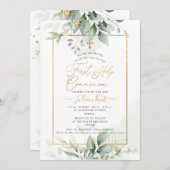 PixDezines Green Gold Eukalyptus 1stHeilige Kommun Einladung (Vorne/Hinten)