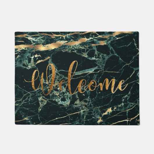PixDezines GREEN MARBLE IMITATS GOLD VEINS, WILLKO Fußmatte (Vorderseite)