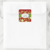 PixDezines Green+Red Weihnachtsschmuck Quadratischer Aufkleber (Tasche)