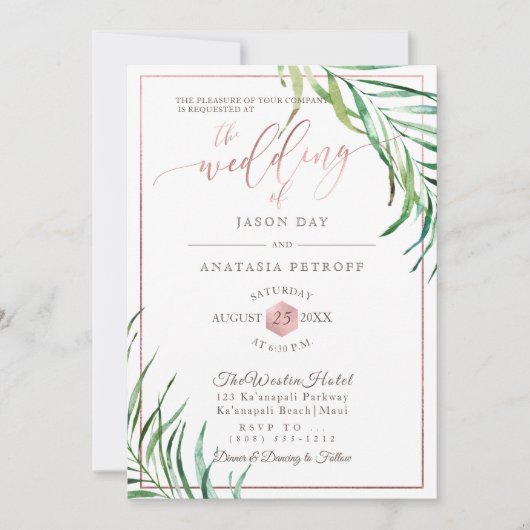 PixDezines Greenery Palms+Honeycomb Einladung (Vorderseite)