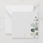 PixDezines Greenery Watercolor Eukalyptus Branch Mitteilungskarte (Rückseite)