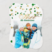 PixDezines grün/gold/Imitate Folie Konfetti/Urlaub Feiertagskarte (Vorne/Hinten)